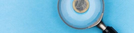 Lupe über Ein-Euro-Münze
